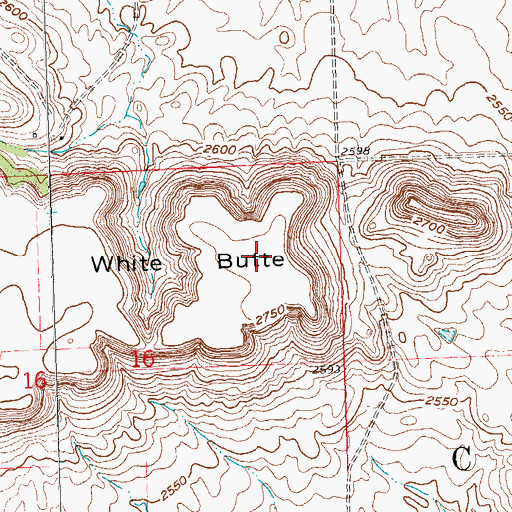 Topographic Map of White Butte, ND