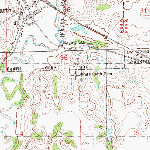 Topographic Map of White Earth Cemetery, ND