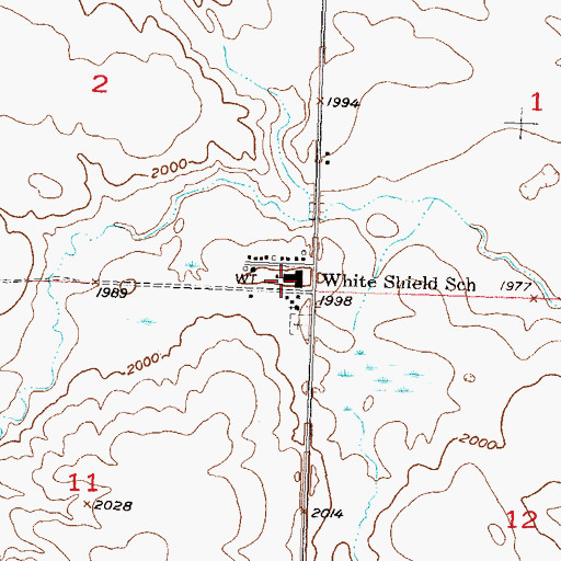 Topographic Map of White Shield School, ND