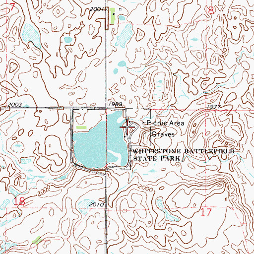 Topographic Map of Whitestone Battlefield State Park, ND