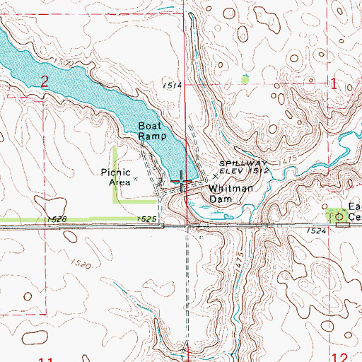 Topographic Map of Whitman Dam, ND