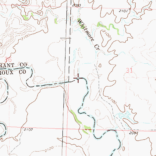 Topographic Map of Whitmore Creek, ND