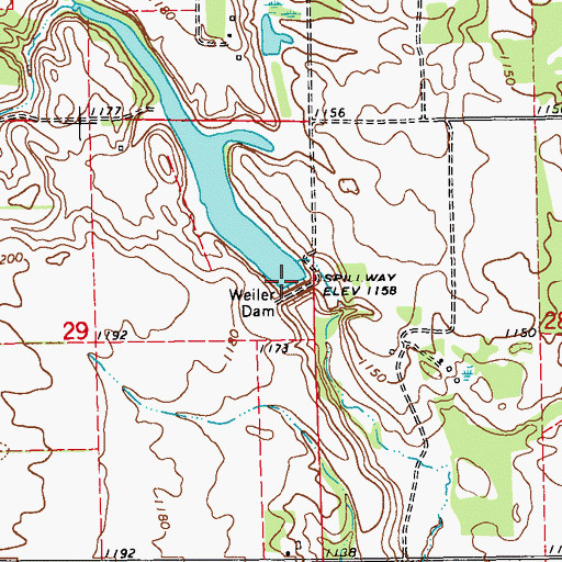 Topographic Map of Wieler Dam, ND
