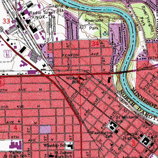 Topographic Map of Wilder Elementary School, ND