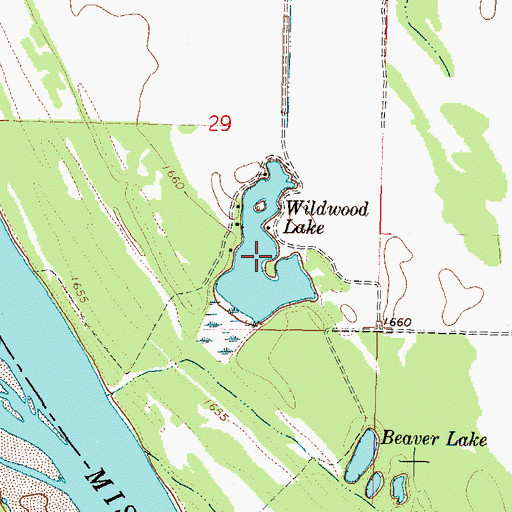 Topographic Map of Wildwood Lake, ND