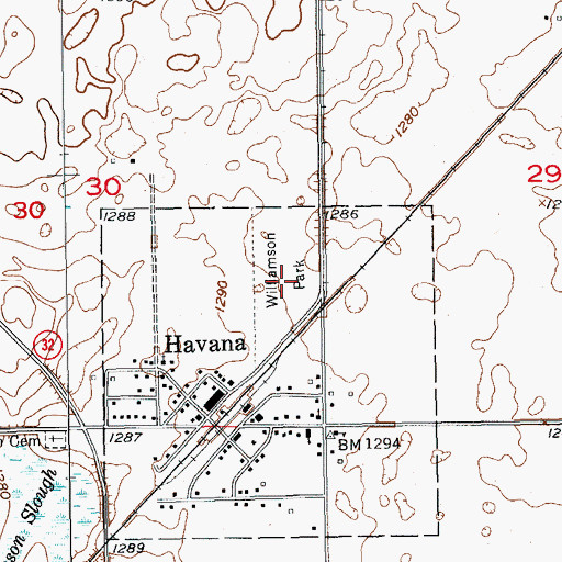 Topographic Map of Williamson Park, ND