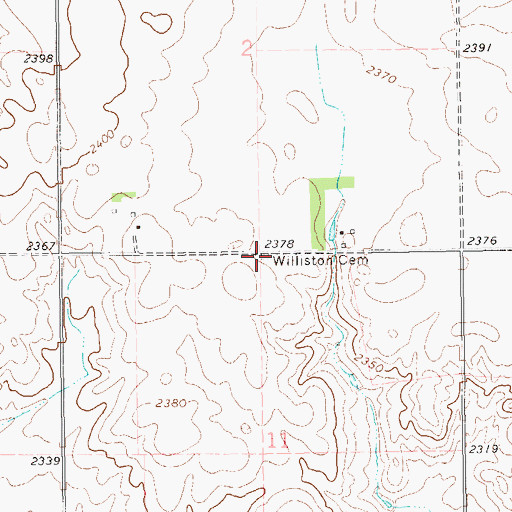 Topographic Map of Williston Cemetery, ND