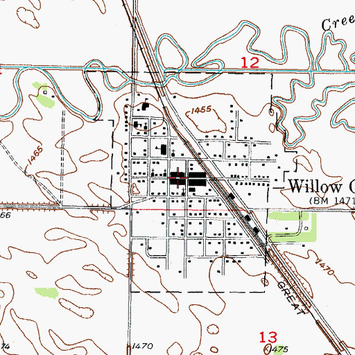 Topographic Map of Willow City, ND