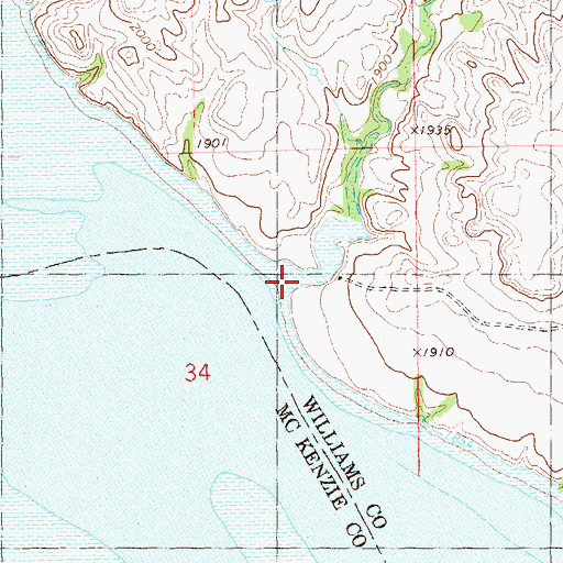 Topographic Map of Willow Creek, ND