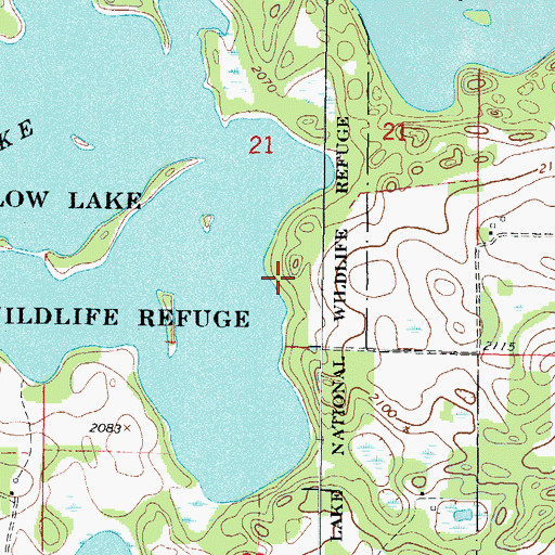 Topographic Map of Willow Lake National Wildlife Refuge, ND