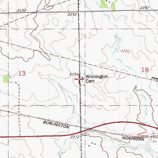 Topographic Map of Wilmington Cemetery, ND