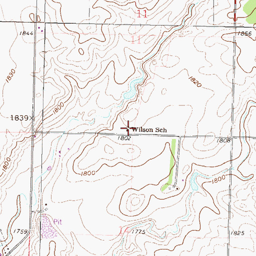 Topographic Map of Wilson School, ND
