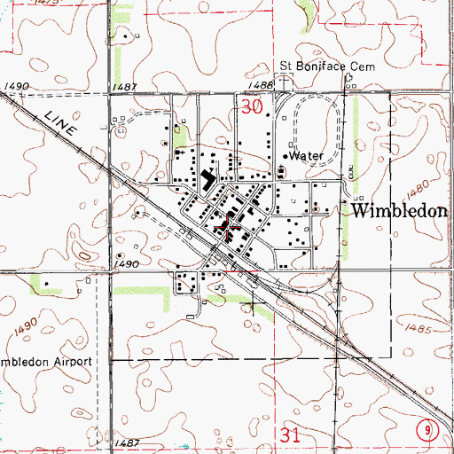 Topographic Map of Wimbledon, ND
