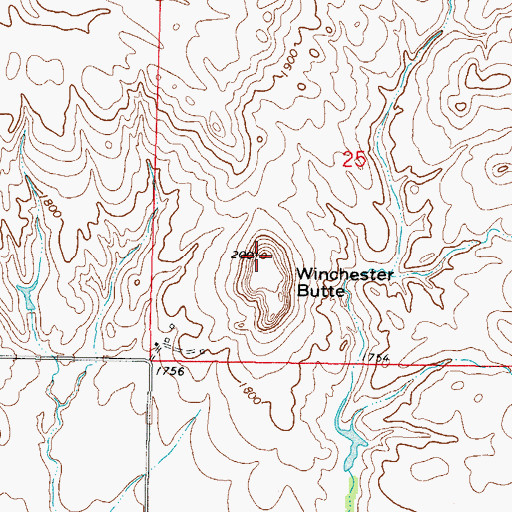 Topographic Map of Winchester Butte, ND