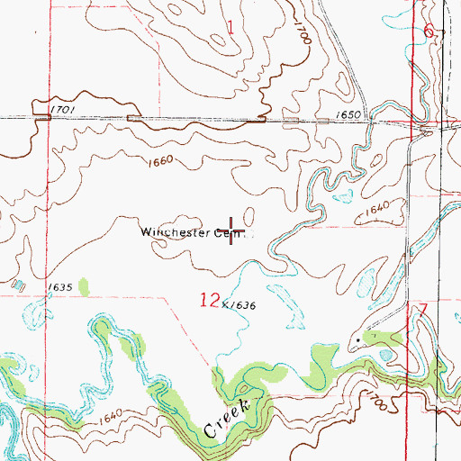 Topographic Map of Winchester Cemetery, ND