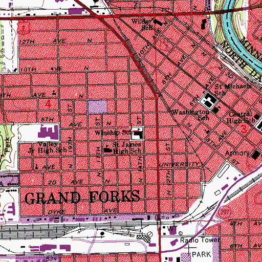 Topographic Map of Winship Elementary School, ND