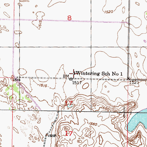 Topographic Map of Wintering School Number 1, ND
