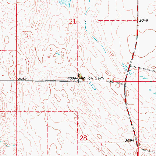Topographic Map of Wirch Cemetery, ND
