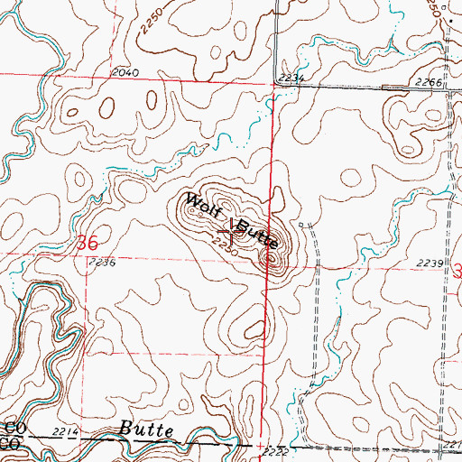 Topographic Map of Wolf Butte, ND