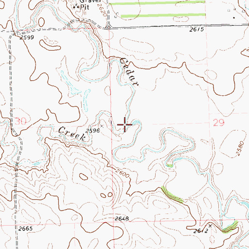 Topographic Map of Wolf Butte Creek, ND