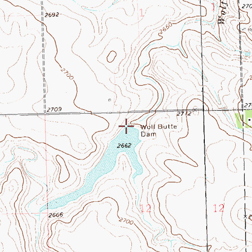 Topographic Map of Wolf Butte Dam, ND