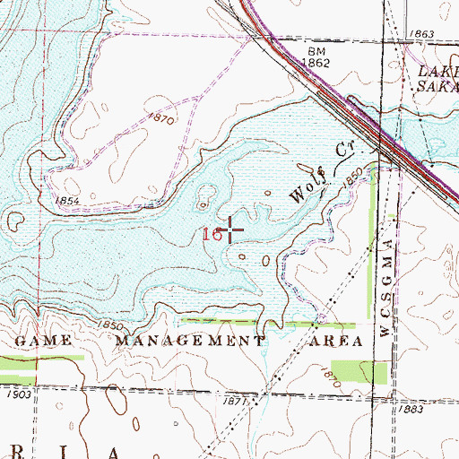 Topographic Map of Wolf Creek, ND