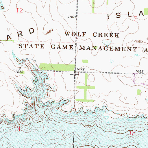 Topographic Map of Wolf Creek State Game Management Area, ND