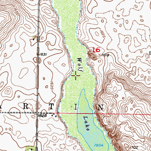 Topographic Map of Wolf Lake, ND