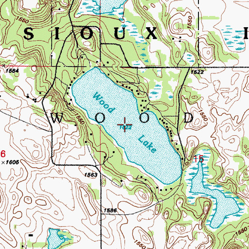 Topographic Map of Wood Lake, ND