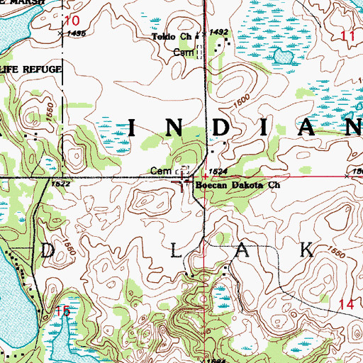 Topographic Map of Wood Lake Church, ND