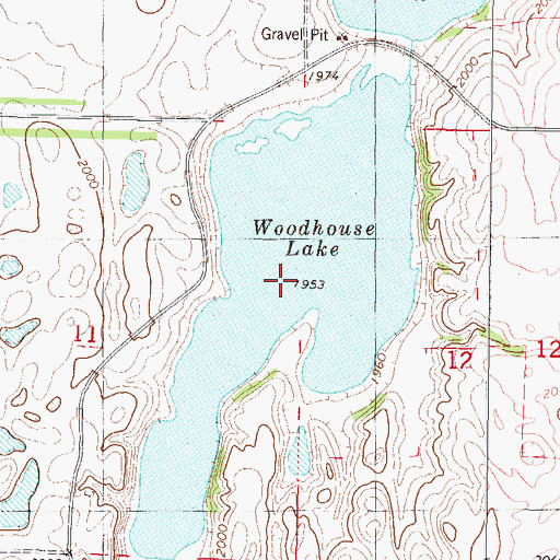 Topographic Map of Woodhouse Lake, ND