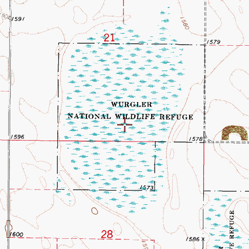 Topographic Map of Wurgler National Wildlife Refuge, ND