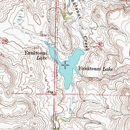 Topographic Map of Yanktonai Lake, ND