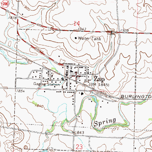 Topographic Map of Zap, ND