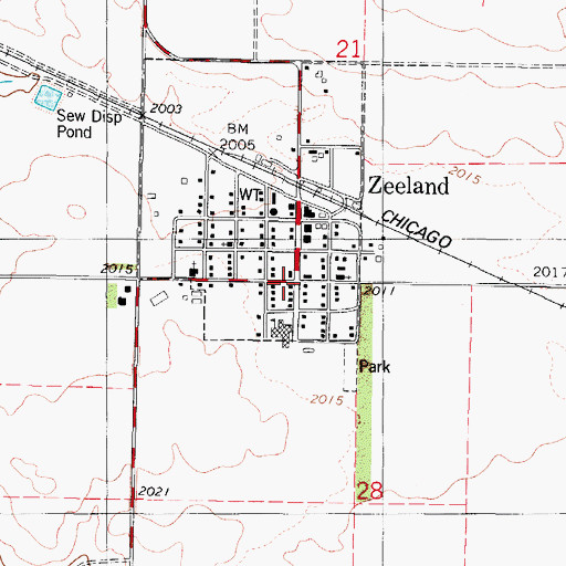 Topographic Map of Zeeland, ND