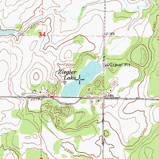 Topographic Map of Ziegler Lake, ND