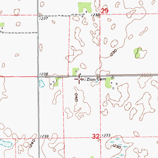 Topographic Map of Zion Cemetery, ND