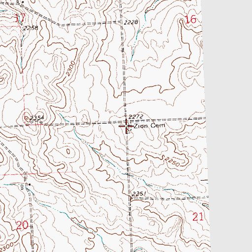 Topographic Map of Zion Cemetery, ND