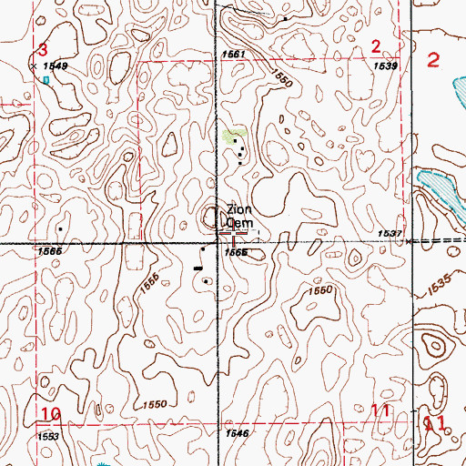 Topographic Map of Zion Cemetery, ND