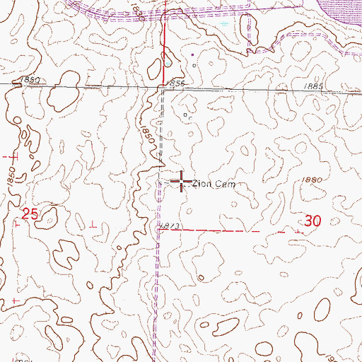 Topographic Map of Zion Baptist Cemetery, ND