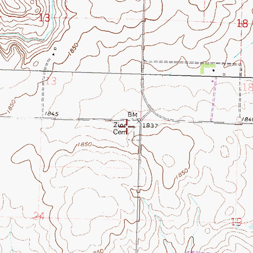Topographic Map of Zion Cemetery, ND