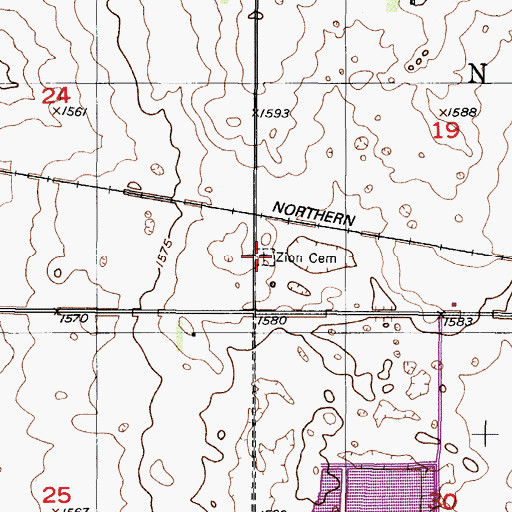 Topographic Map of Zion Cemetery, ND