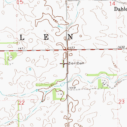 Topographic Map of Zion Cemetery, ND