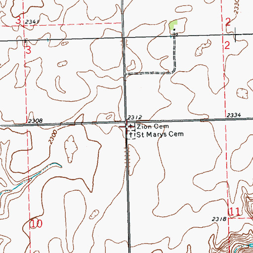 Topographic Map of Zion Cemetery, ND