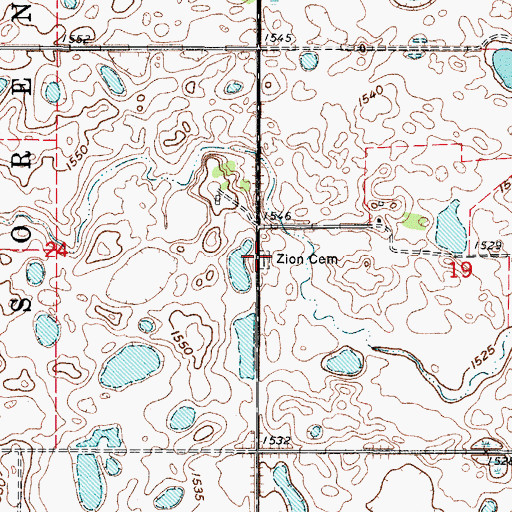 Topographic Map of Zion Cemetery, ND