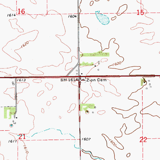 Topographic Map of Zion Community Cemetery, ND
