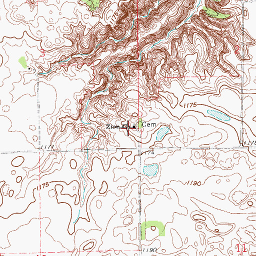Topographic Map of Zion Church, ND
