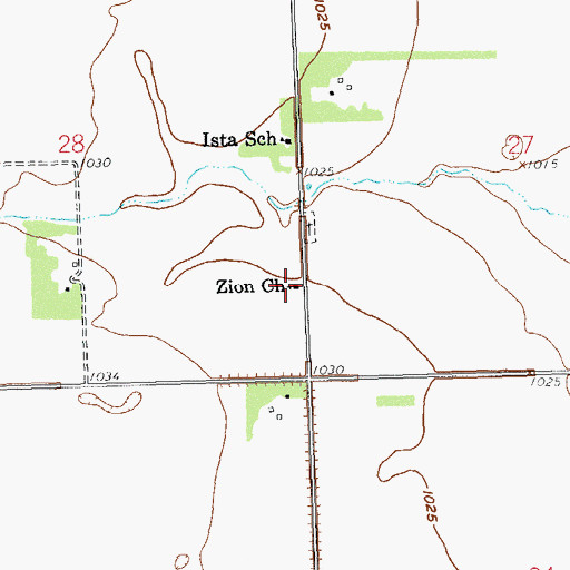 Topographic Map of Zion Church, ND