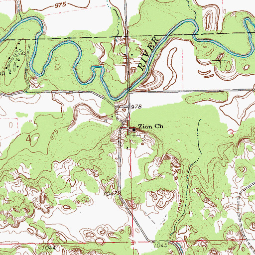 Topographic Map of Zion Church, ND