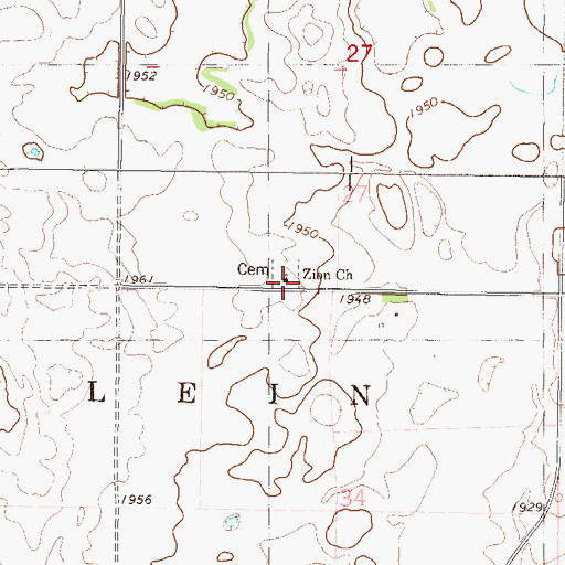 Topographic Map of Zion Church, ND